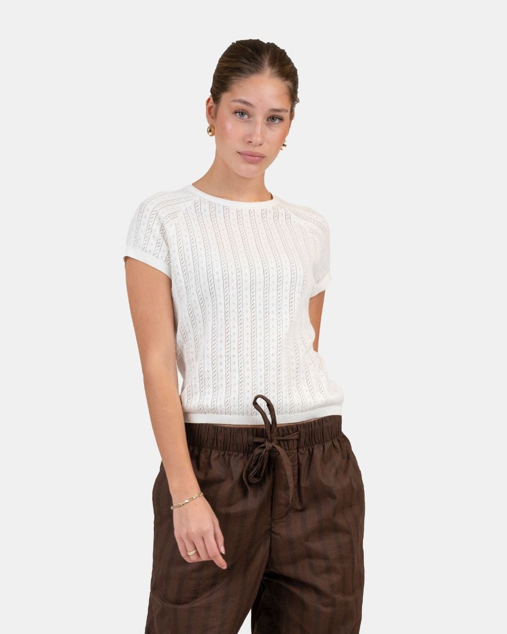 Pointelle Baby Tee Hvid | Skagen - clothing.dk